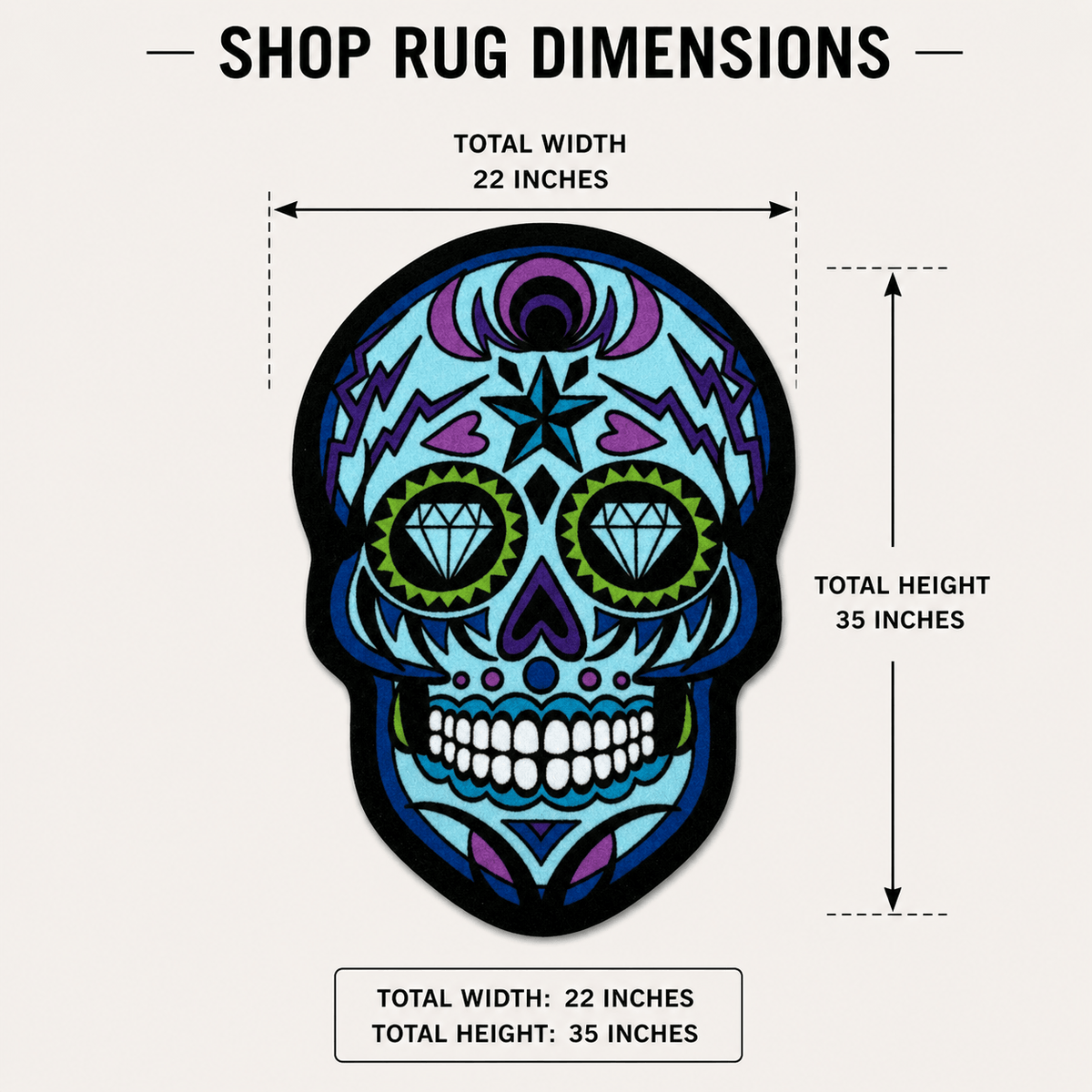 Blue Sugar Skull | Golf Shop Mat Rug | Golf Accessory