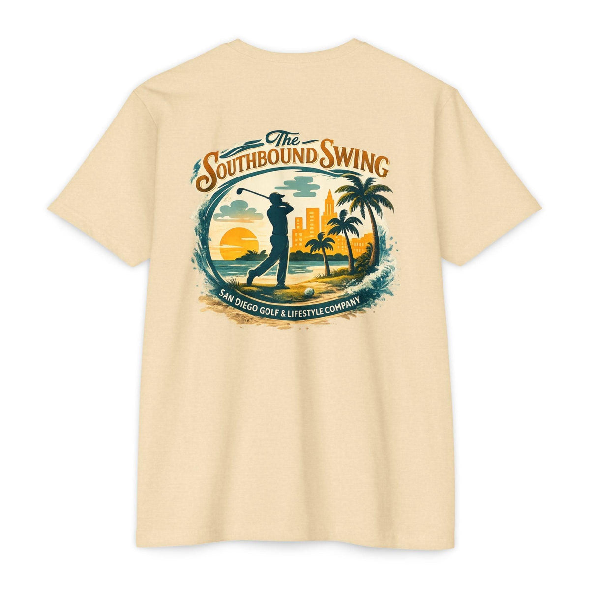 Golf Sunset T-Shirt — "The Southbound Swing" San Diego Golf Graphic