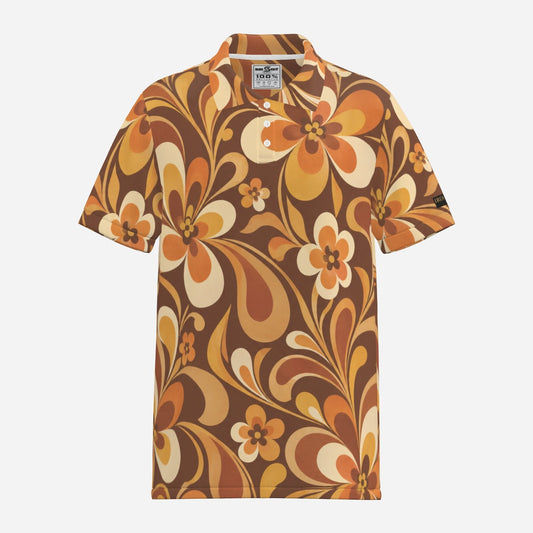 70s Floral Performance Golf Polo