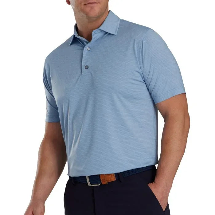 FootJoy Tonal Triangle Print Lisle Self Collar Golf Polo - GOLF LEAGUE
