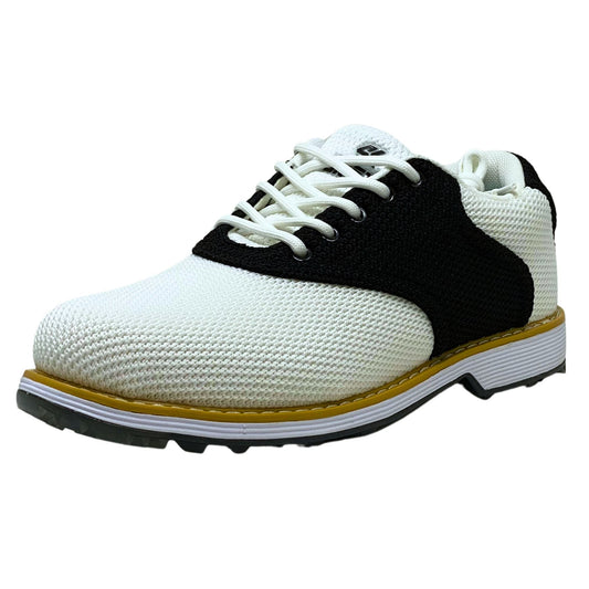 SKŌNI Men's Golf Shoe Waterproof- Black/White Saddle