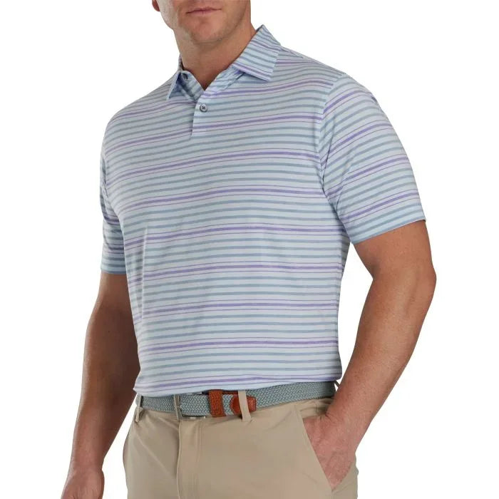 FootJoy Space Dye Stripe Lisle Self Collar Golf Polo - GOLF LEAGUE