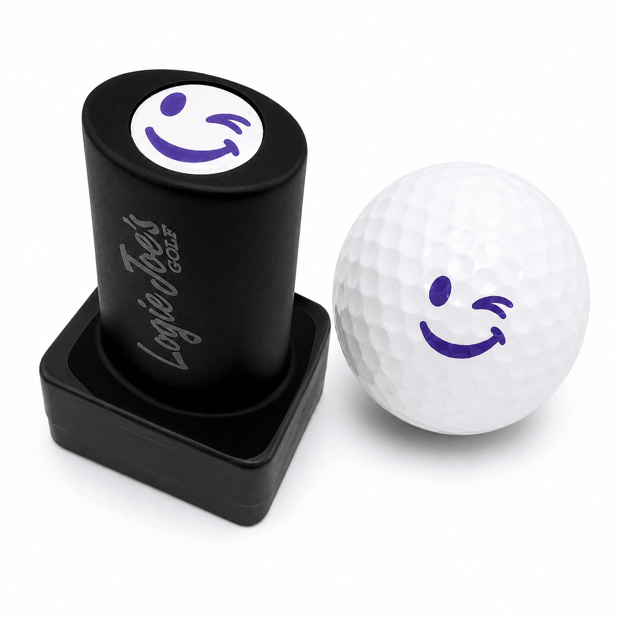 Winky Face Golf Ball Stamp | Quick-Dry Ink Stamper | Easy Ball Identification | Fun Golf Gift
