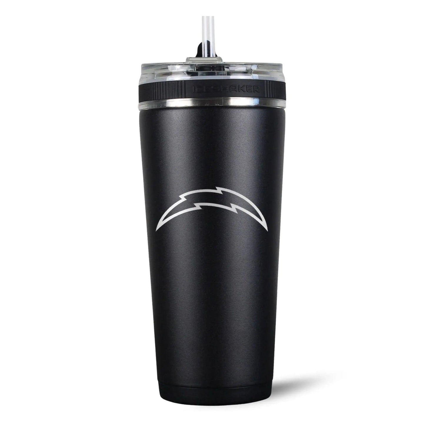 26FlexBlack-C_NFL_26ozFlexBottle_LosAngelesChargers_Black_Back_Shadow - GOLF LEAGUE