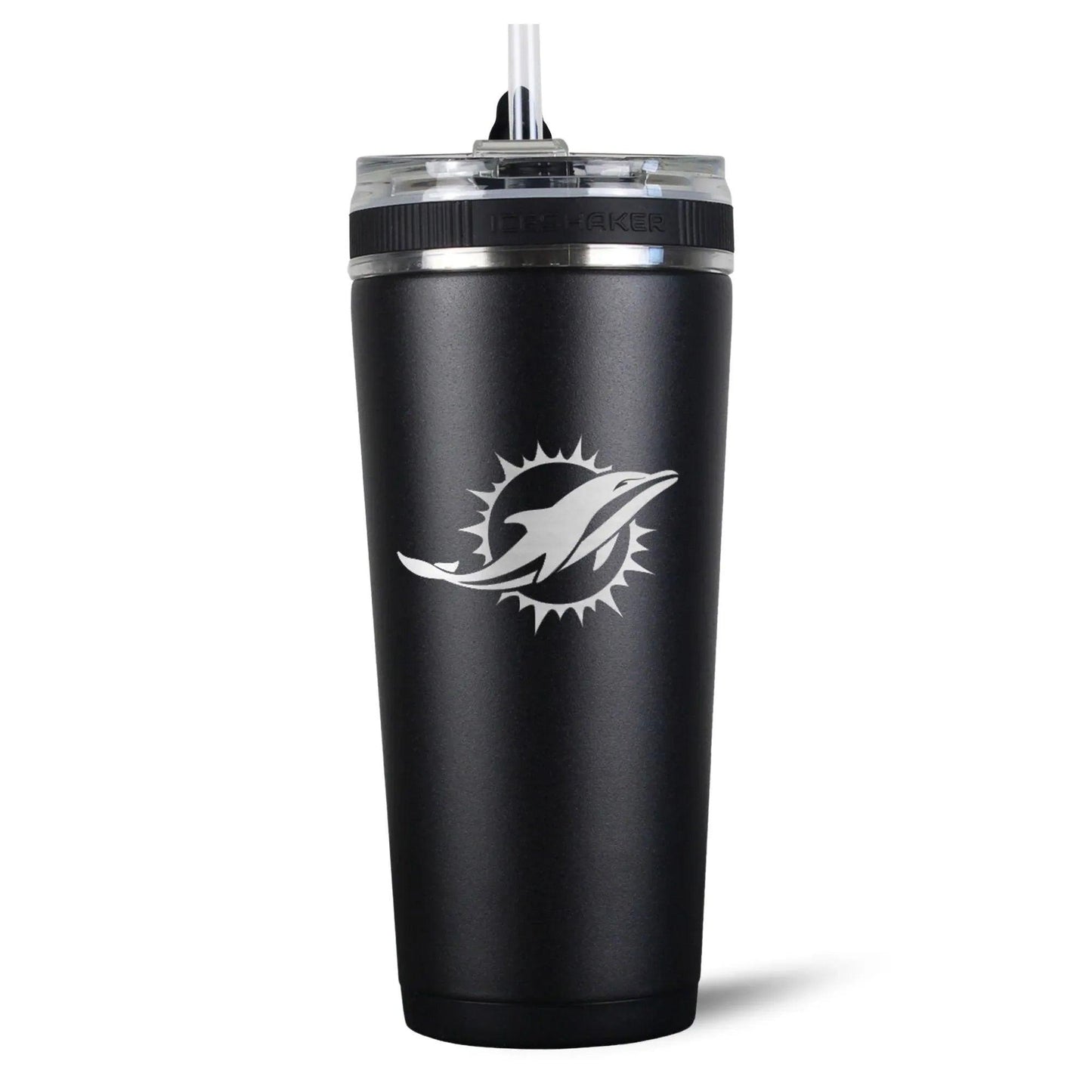 26FlexBlack-C_NFL_26ozFlexBottle_MIamiDolphins_Black_Back_Shadow - GOLF LEAGUE