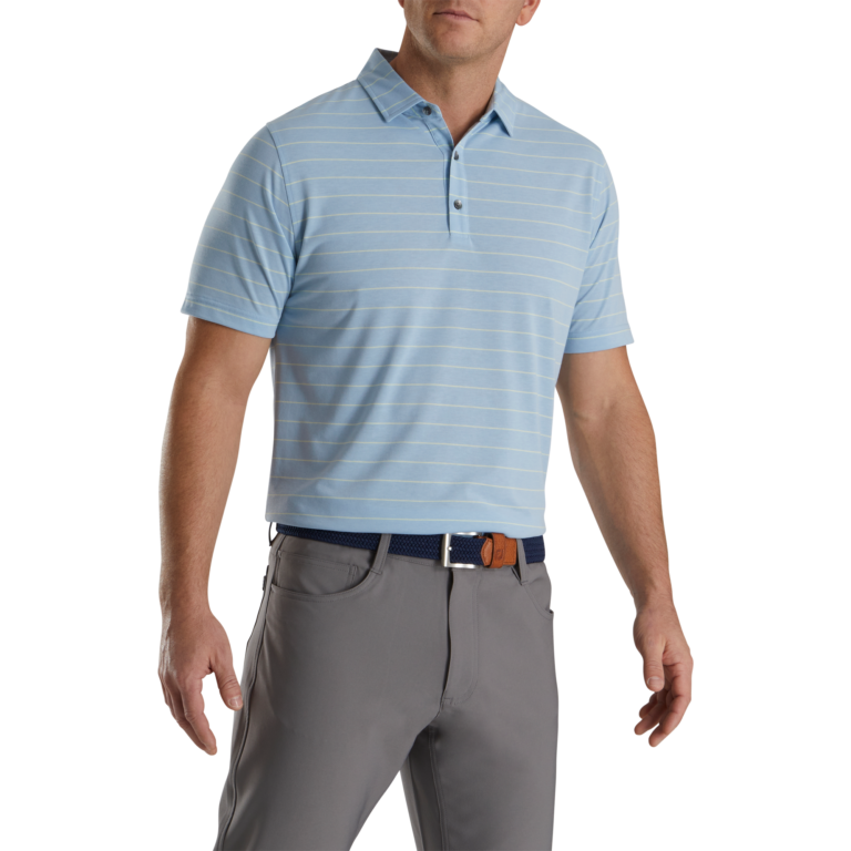FootJoy Athletic Fit Open Stripe Jersey Self Collar Golf Polo