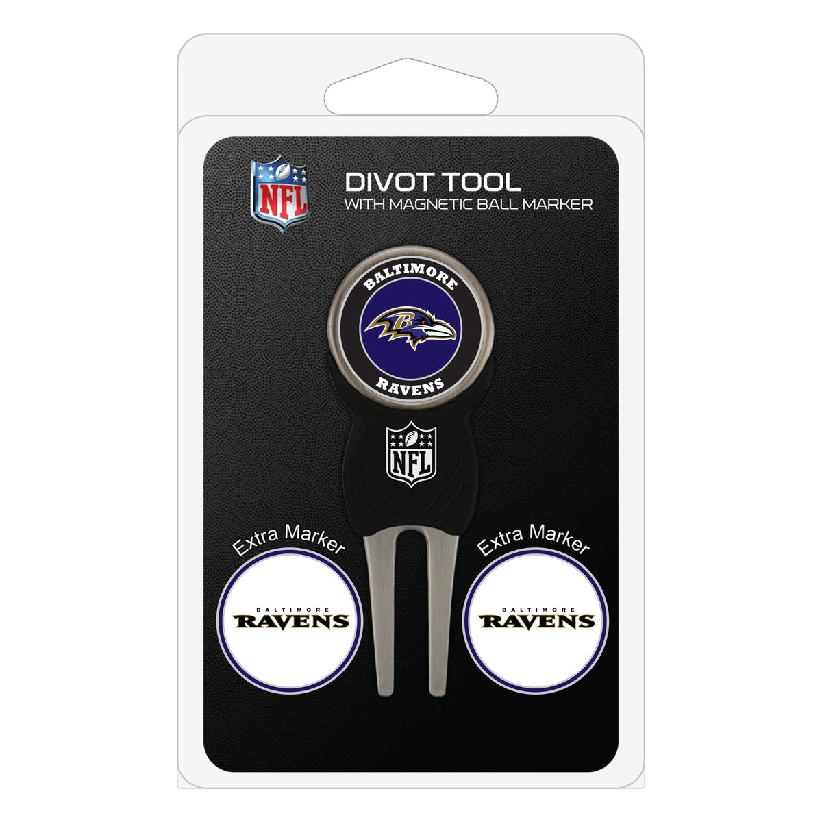 Baltimore Ravens Divot Tool + 3 Ball Markers