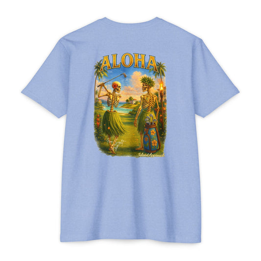 Aloha Island Skeleton Hawaiian Couple Golf T-Shirt
