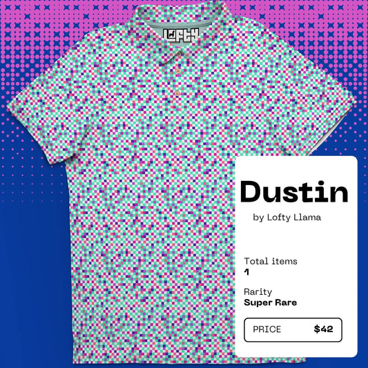 DUSTIN | Pastel Pixel Pattern Golf Polo Shirt for Men (ATHLETIC FIT) - GOLF LEAGUE