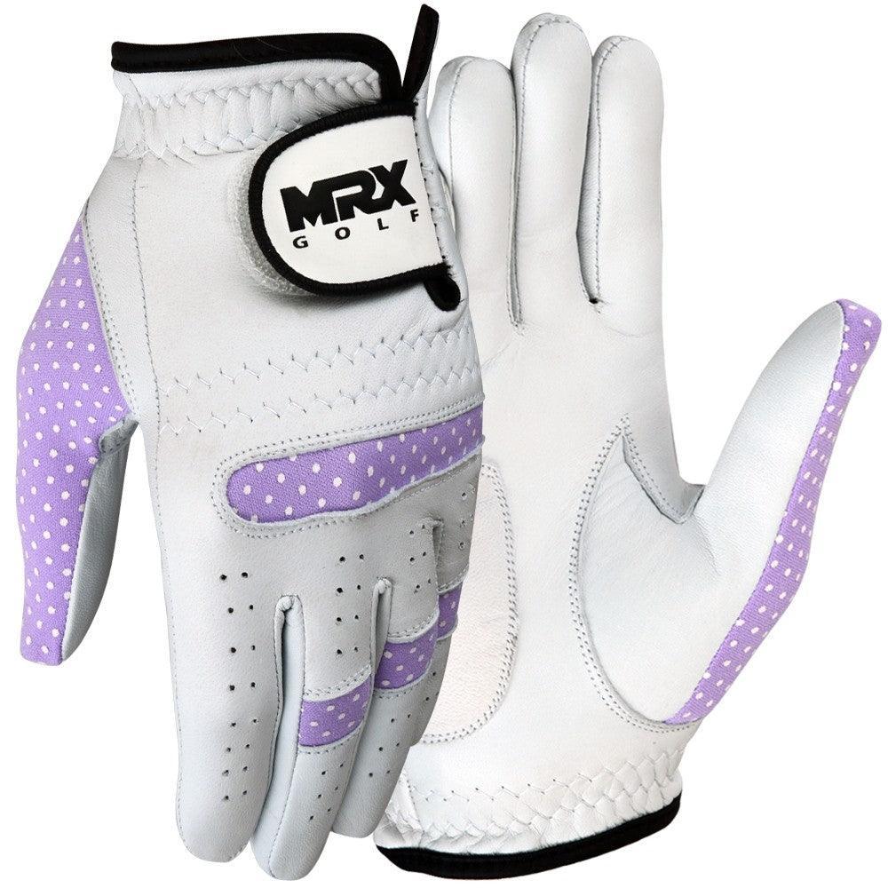 New Women Golf Gloves Cabretta Leather White Purple - GOLF LEAGUE