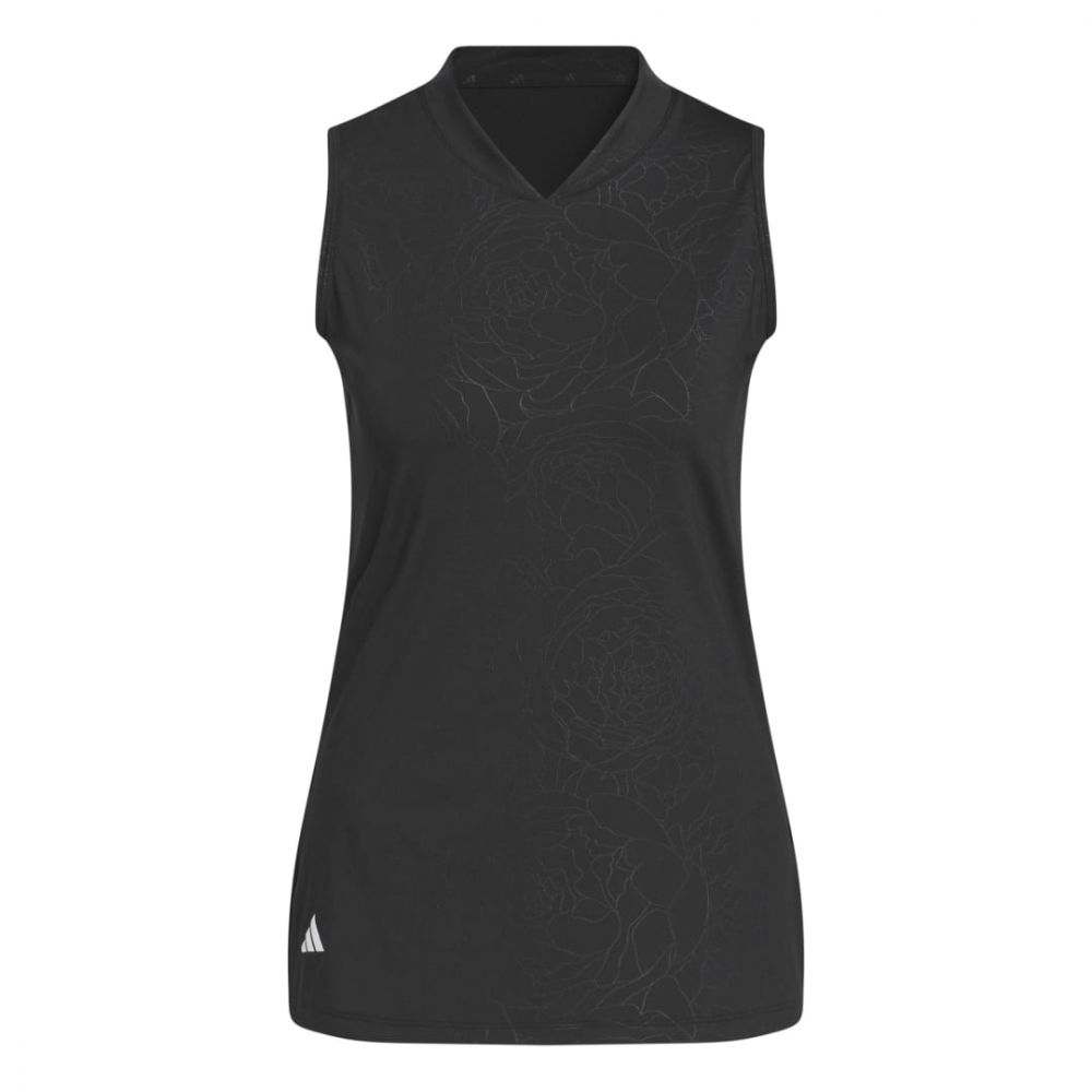 Adidas Women's Embossed Sleeveless Polo 2023 - Black