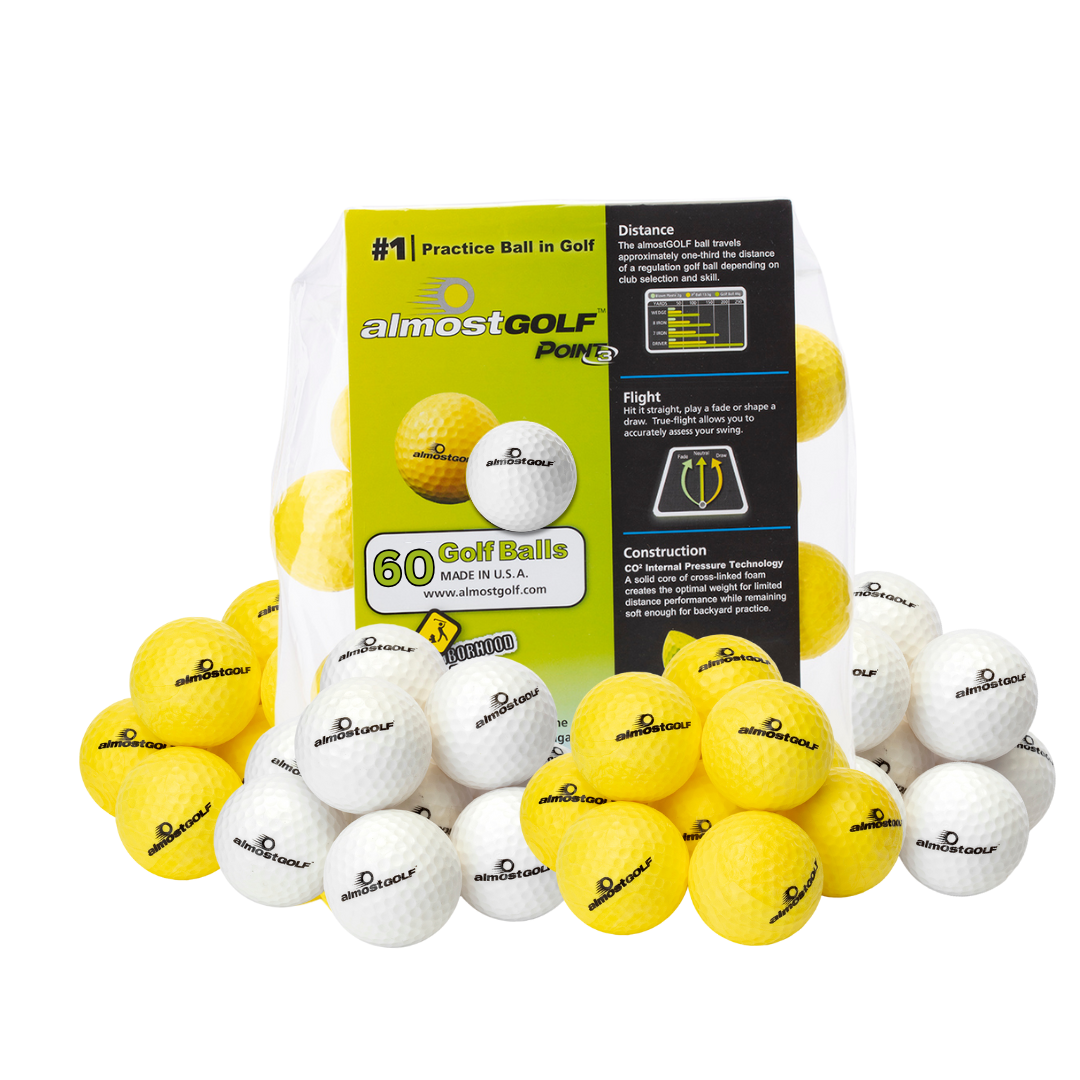 almostGOLF 60 Pack Practice Golf Balls – Practice Your Golf Game Safely Anywhere, Anytime
