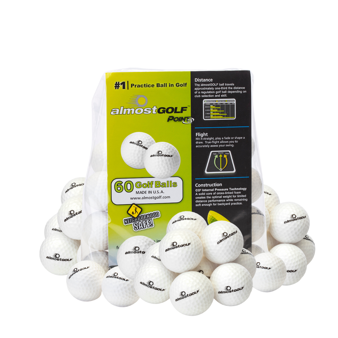 almostGOLF 60 Pack Practice Golf Balls – Practice Your Golf Game Safely Anywhere, Anytime
