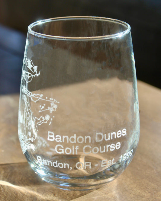 Bandon Dunes- Laser Engraved Golf Course Map Glasses