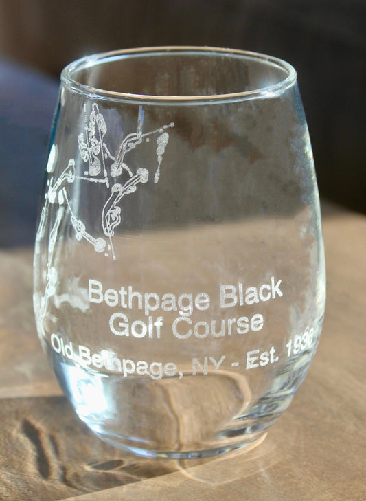 Bethpage Black Golf Course - Laser Engraved Course Map Glasses