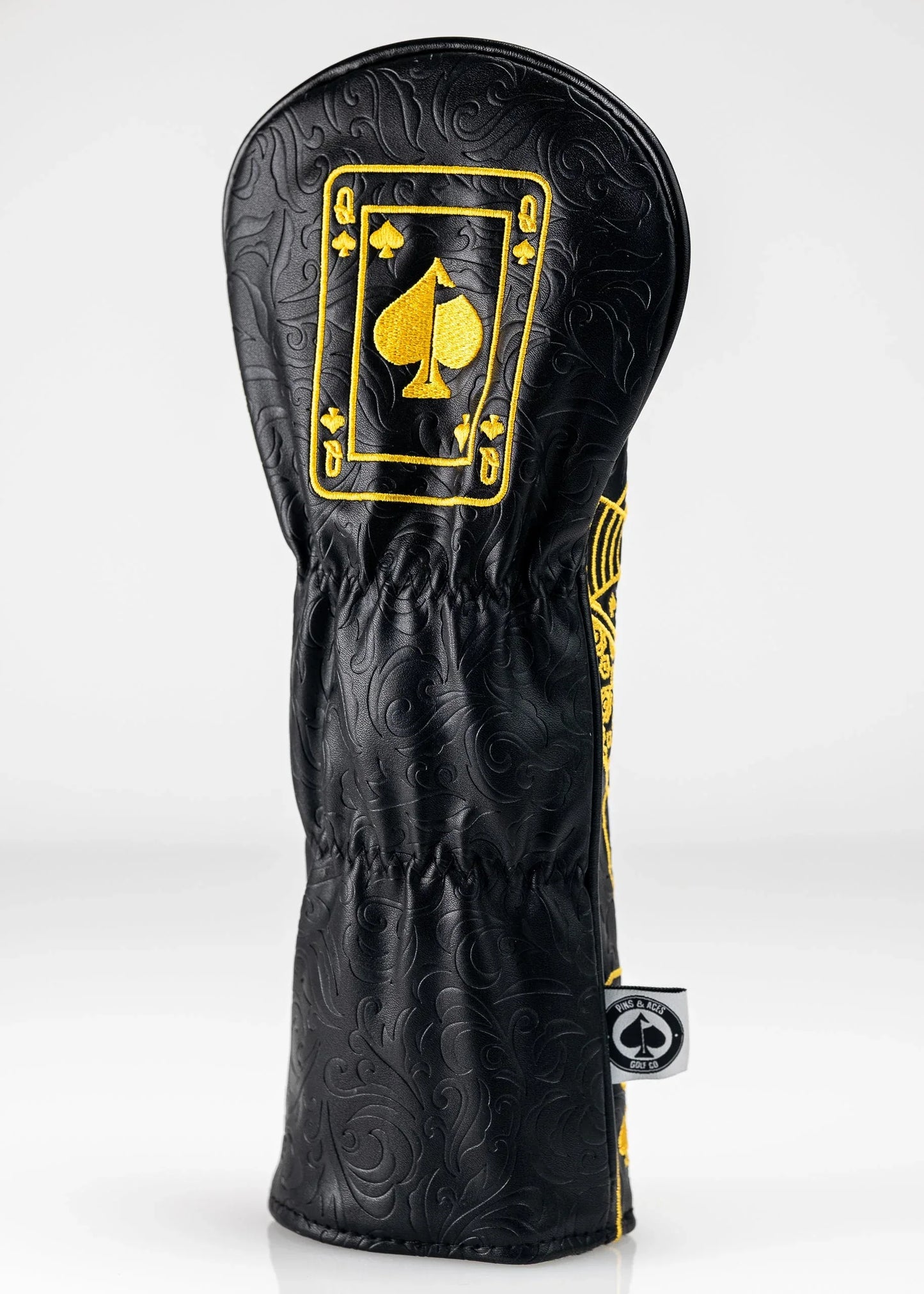 Black/Gold Queen of Spades - Fairway Cover - GOLF LEAGUE