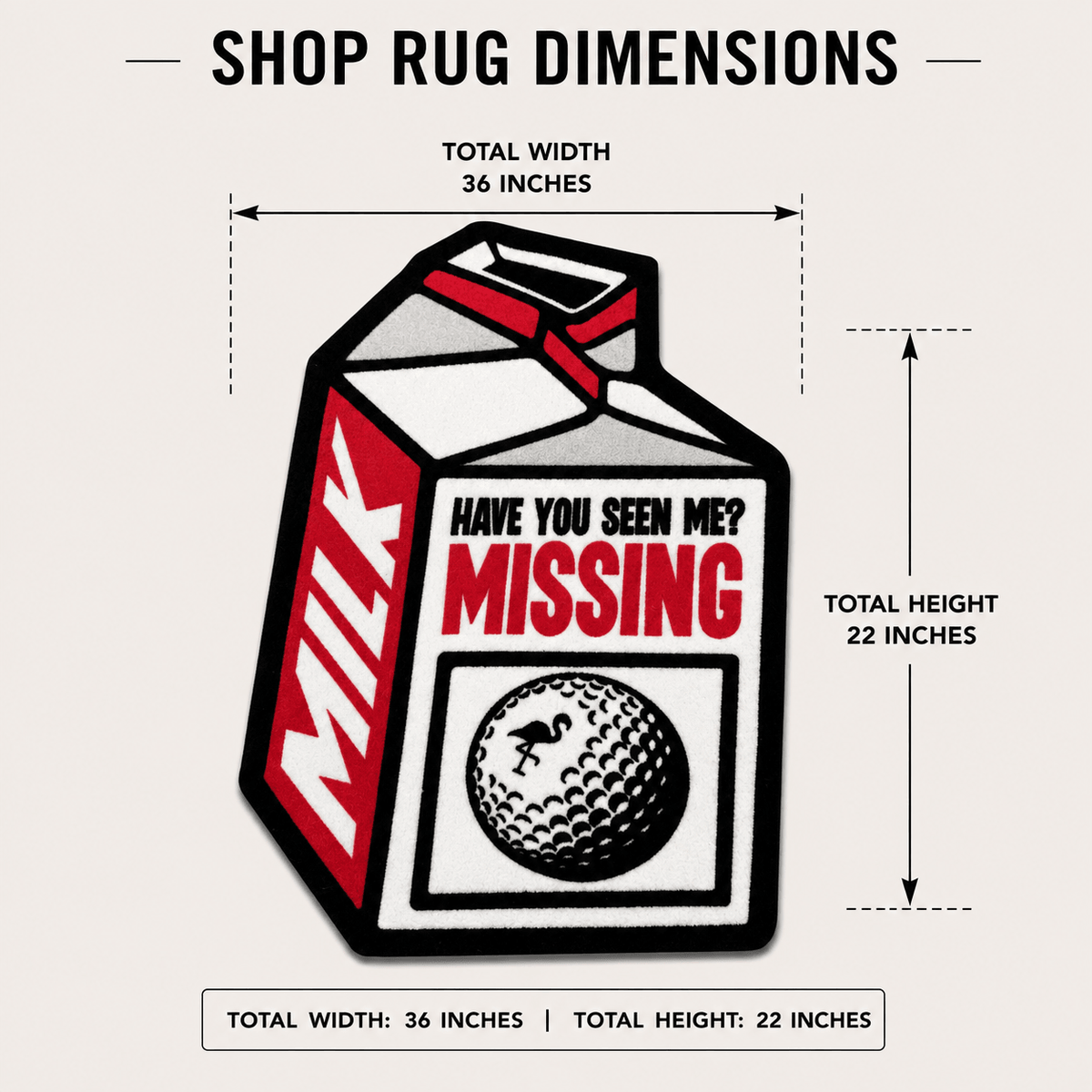 Missing Ball Milk Carton | Golf Shop Mat Rug | Golf Accessory