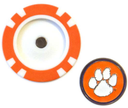 Officially Licensed Clemson Tigers Poker Chip Ball Marker - GOLF LEAGUE