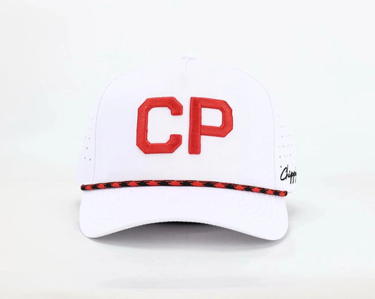 CPwhitegolfhatwithredrope - GOLF LEAGUE