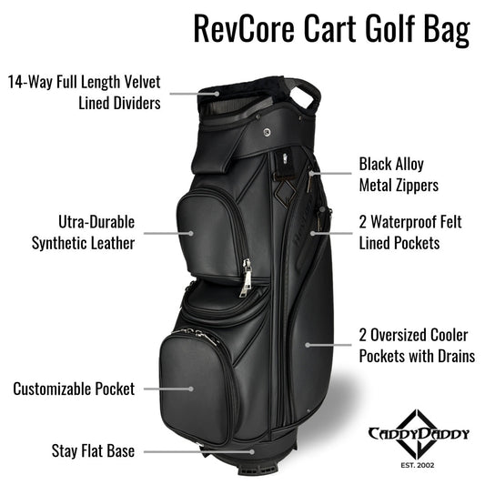 RevCore Lux Golf Cart Bag | 14 Way Velvet Lined Dividers