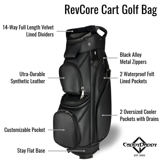 RevCore Lux Golf Cart Bag | 14 Way Velvet Lined Dividers - GOLF LEAGUE