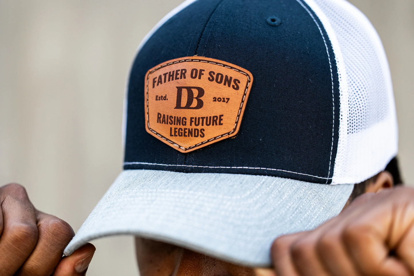 Father Of Sons LEATHER Patch Hat - GOLF LEAGUE