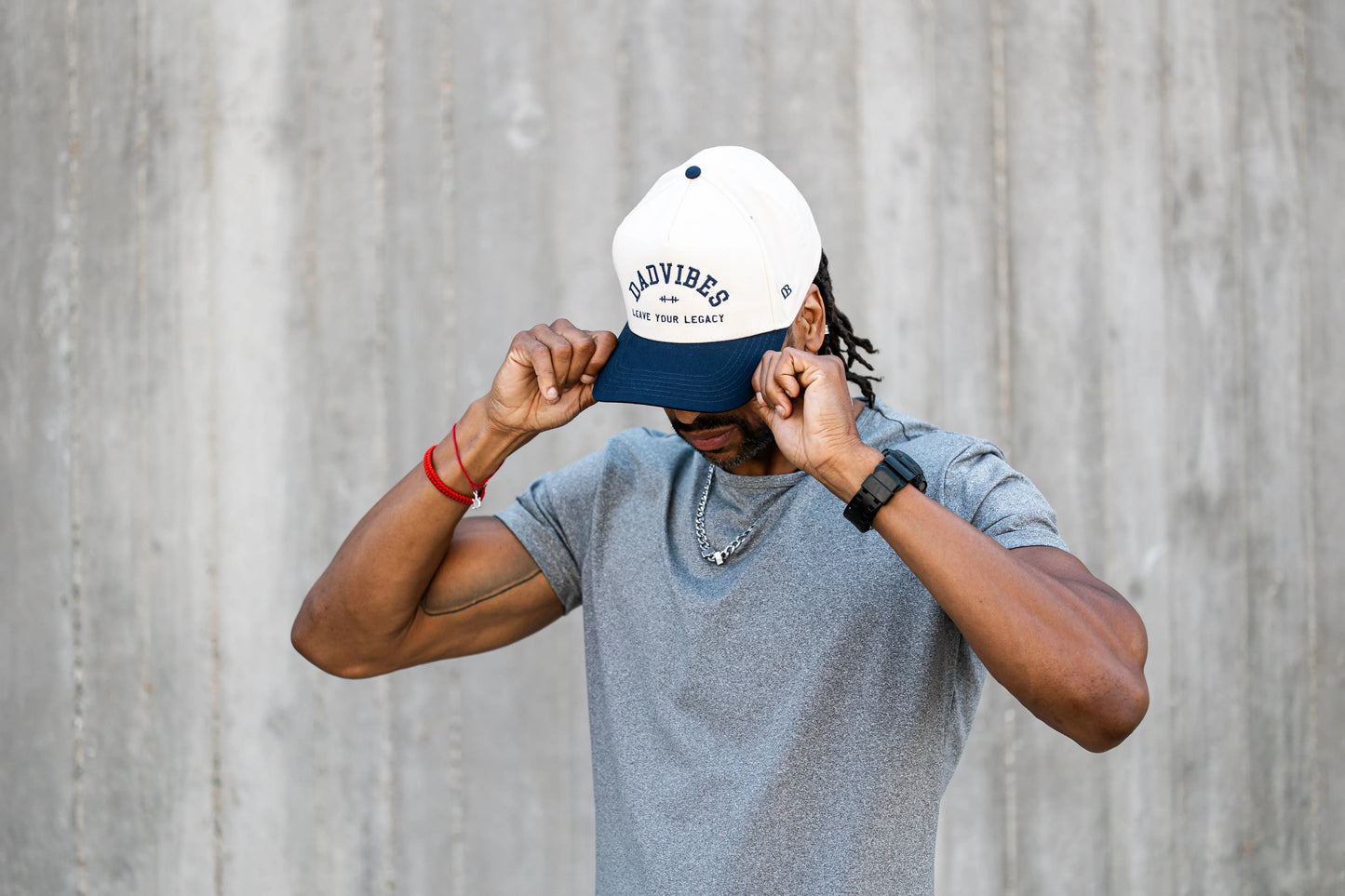 DadVibes 5 Panel Hat (Cream/Navy) - GOLF LEAGUE
