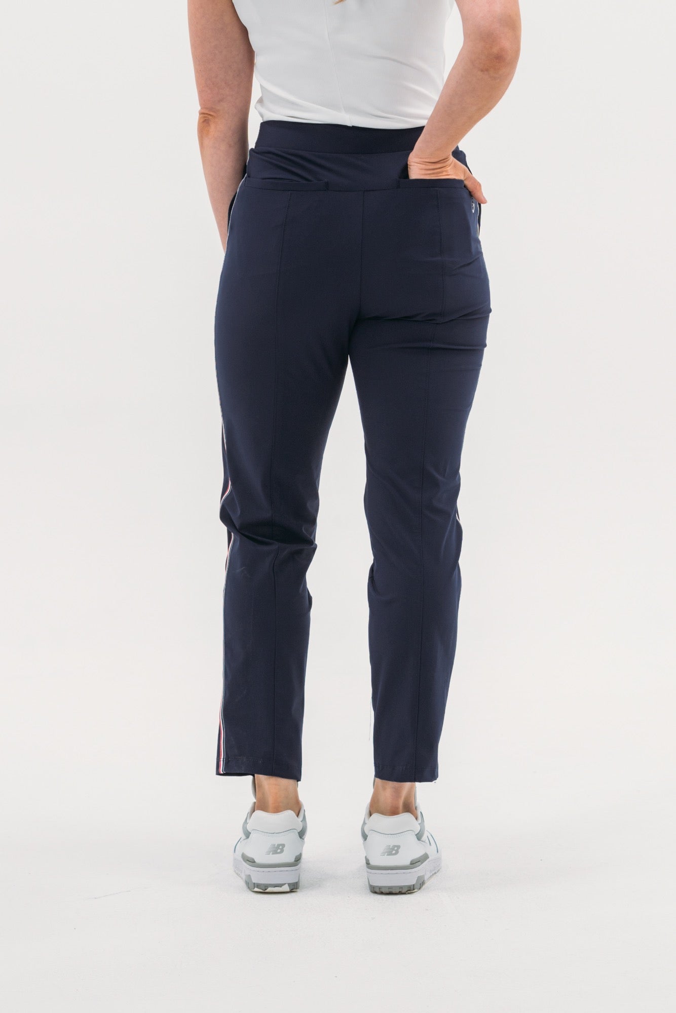 Ribbon Trim Pull-On Ankle Pant