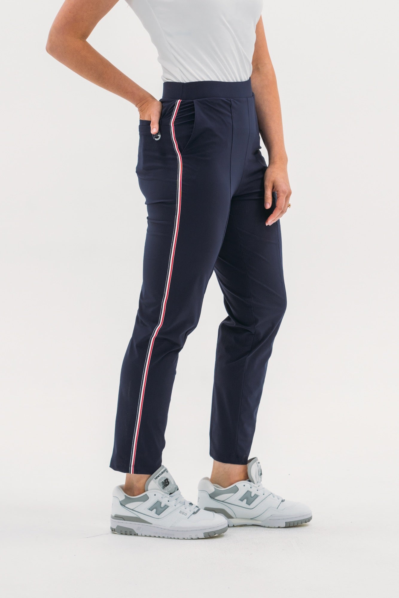 Ribbon Trim Pull-On Ankle Pant