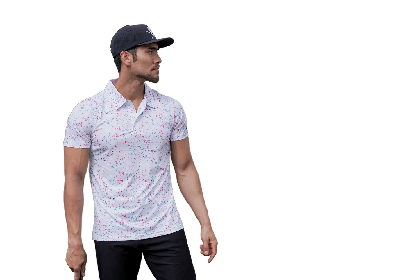 Paint Splatter Polo White - GOLF LEAGUE