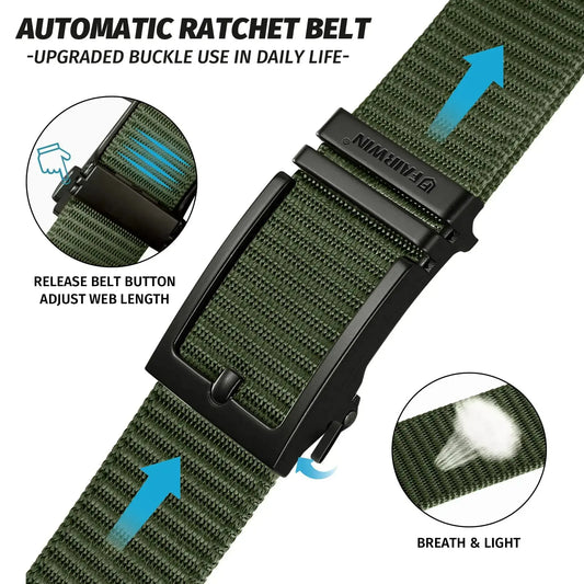 FAIRWIN Automatic Adjustable Ratchet Belt For Men - Casual Golf Web Waist Belt Jeans