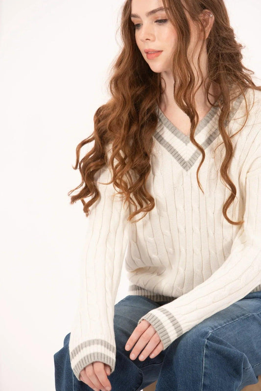 FG-0739VNECKCABLEKNITSWEATER-2 - GOLF LEAGUE