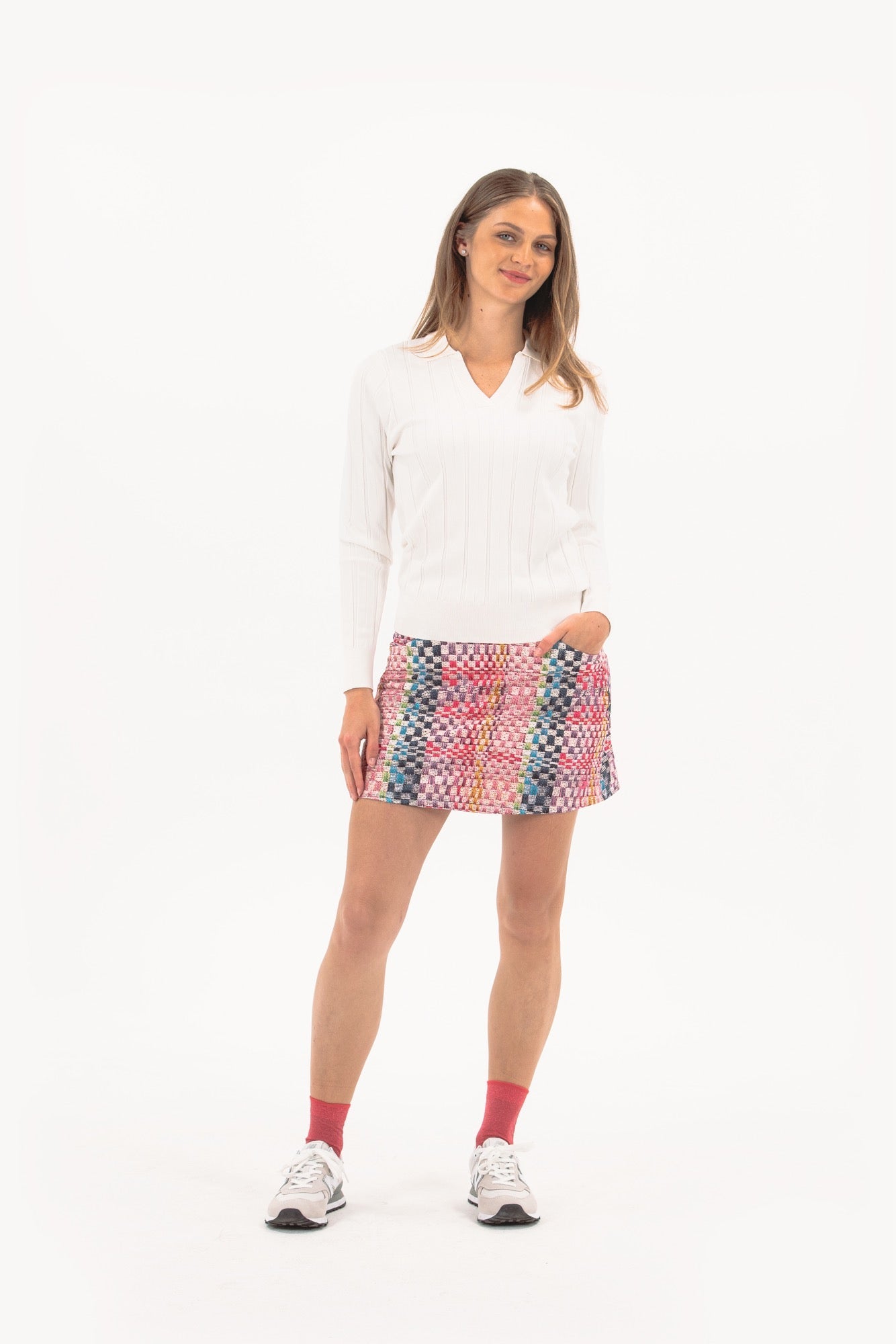 Studio Check Print Skirt
