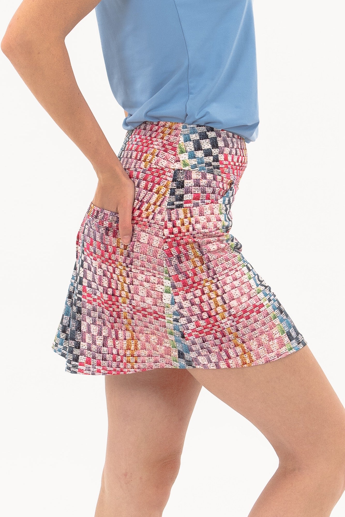 Studio Check Print Skirt