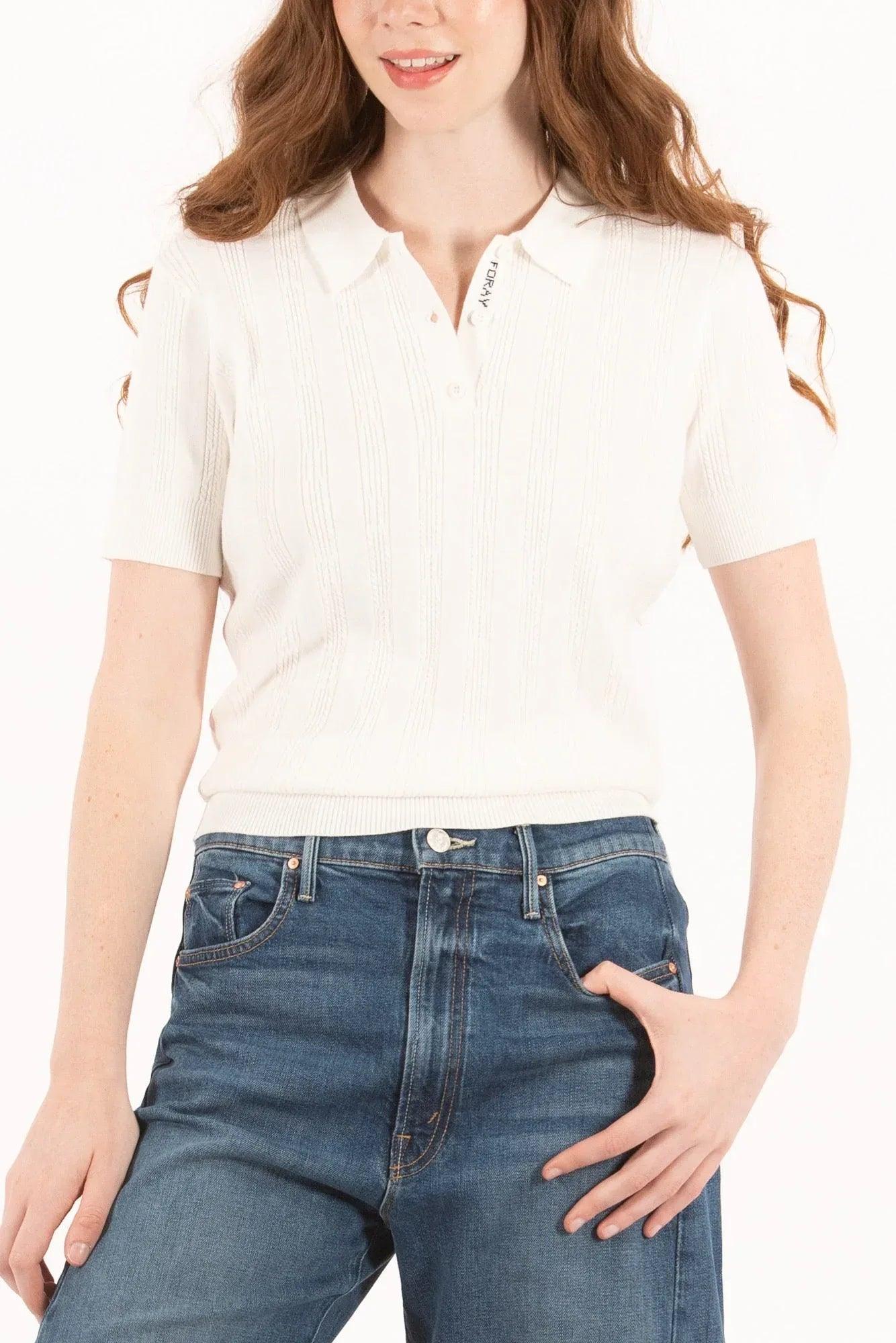 FG-0934SSPETITECABLEKNITPOLO-30 - GOLF LEAGUE