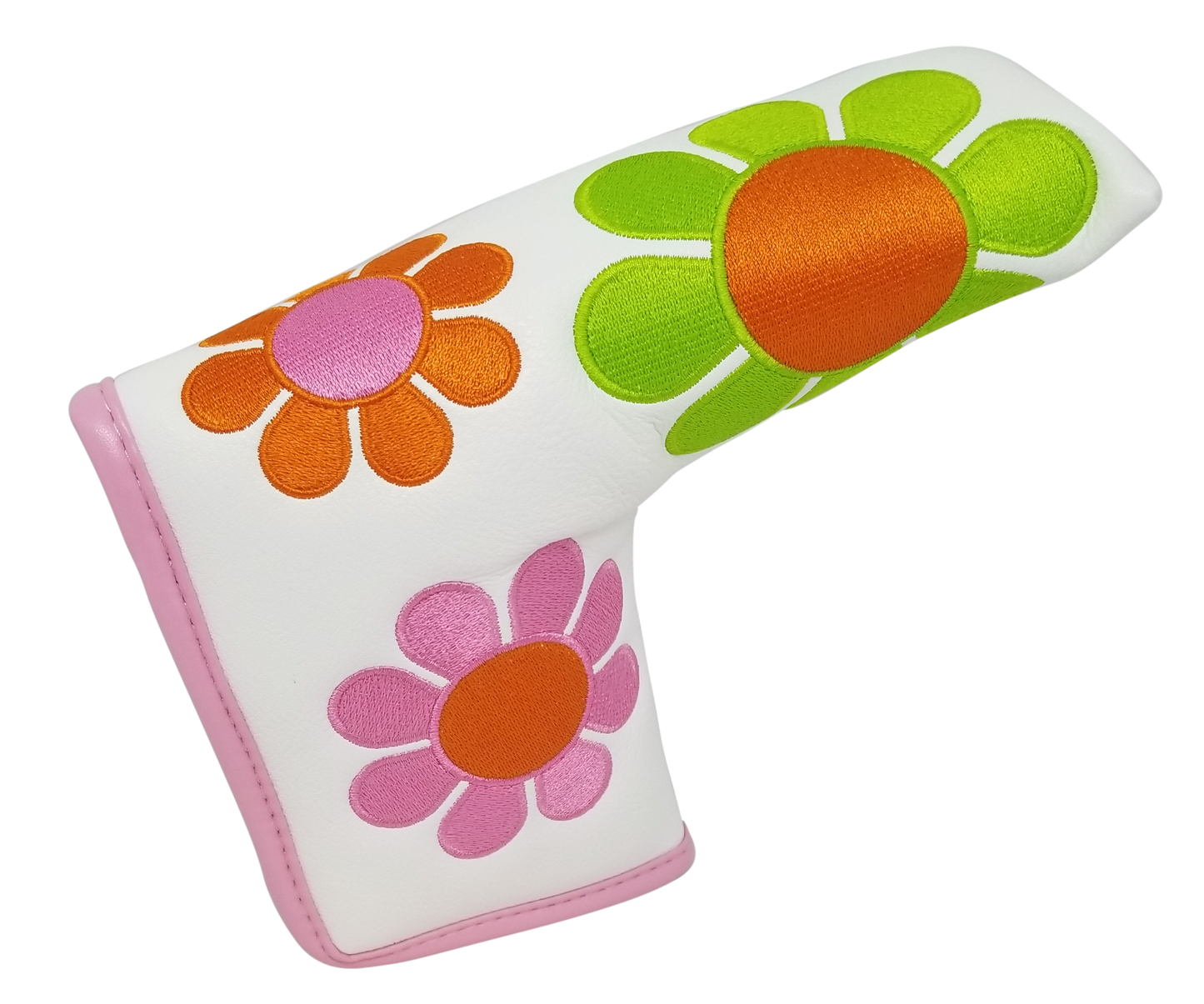 Flower Power Embroidered Blade Putter Cover (White) by ReadyGOLF