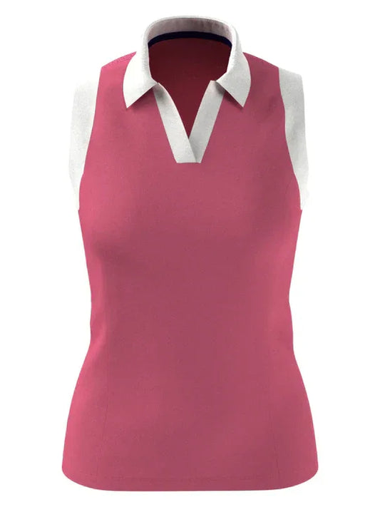 Womens Color Block V-Placket Golf Polo - GOLF LEAGUE