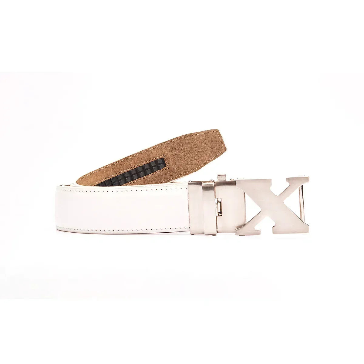 Full Grain Leather Golf Belt White - GOLF LEAGUE