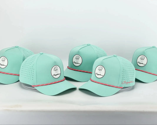 Mint Green Rope Hat - Chippopotamus Pink - GOLF LEAGUE