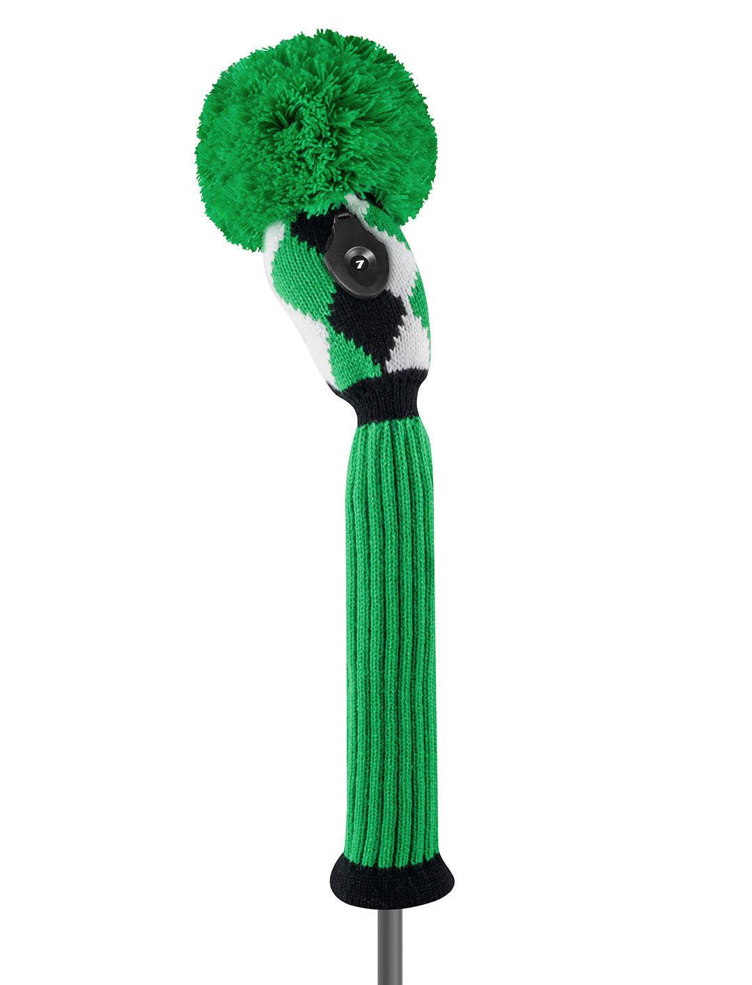 Green, Black & White Diamond Knit Hybrid Headcover - Just4Golf