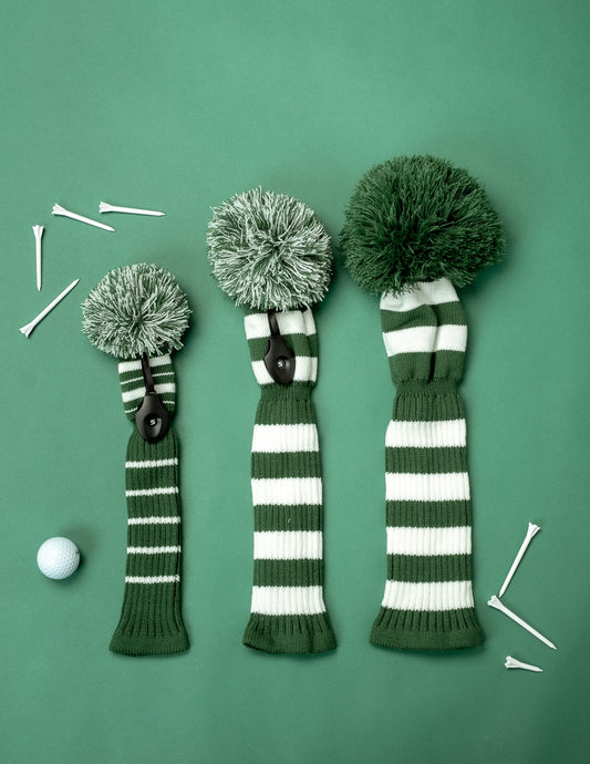 Green & White Headcover Set (Driver, Wood, Hybrid) - Just4Golf