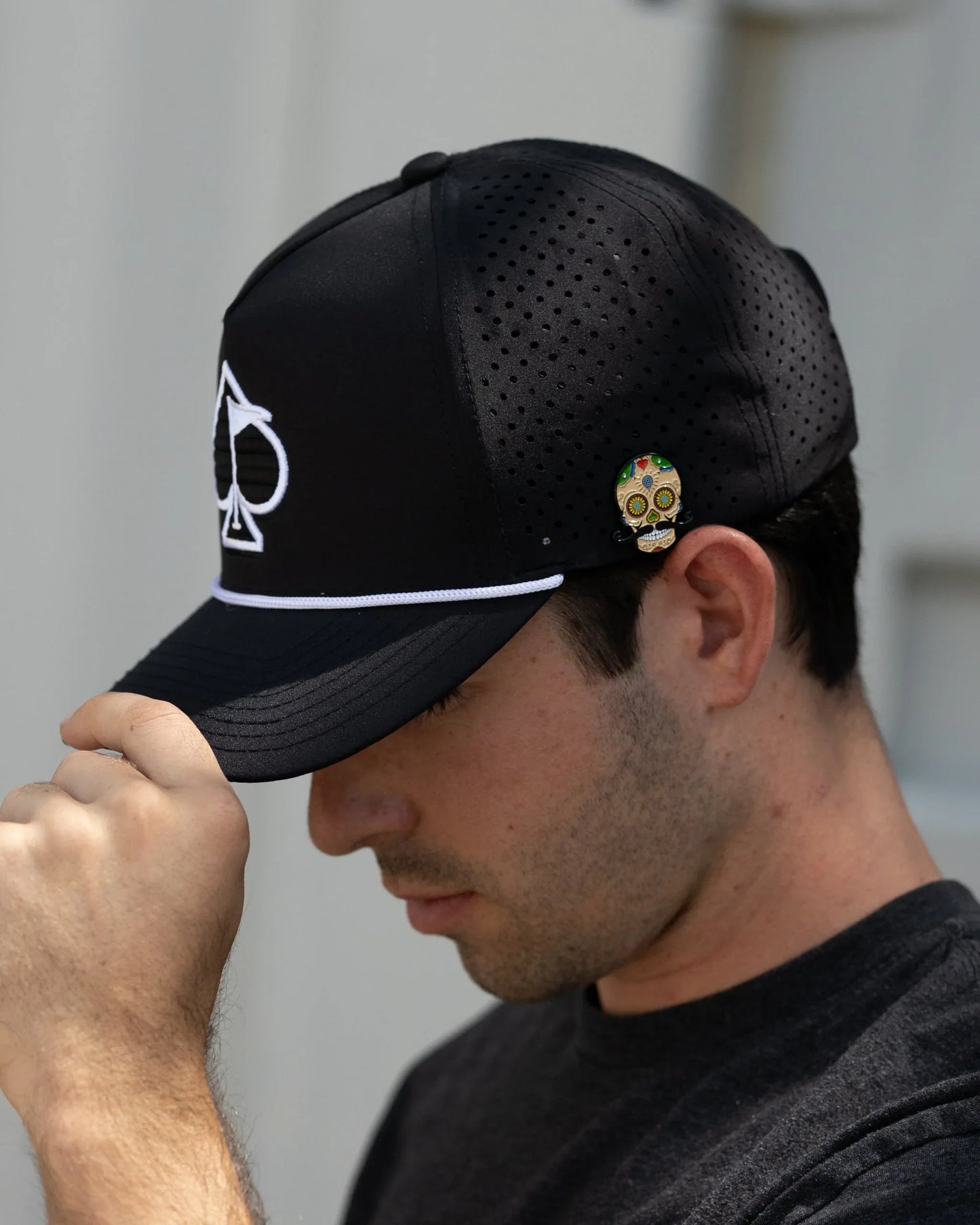 Perforated Rope Hat - Black - GOLF LEAGUE