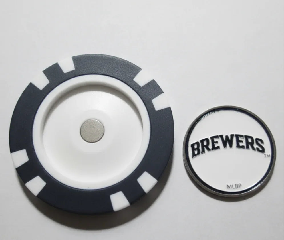 Officially Licensed Milwaukee Brewers Poker Chip Ball Marker - GOLF LEAGUE