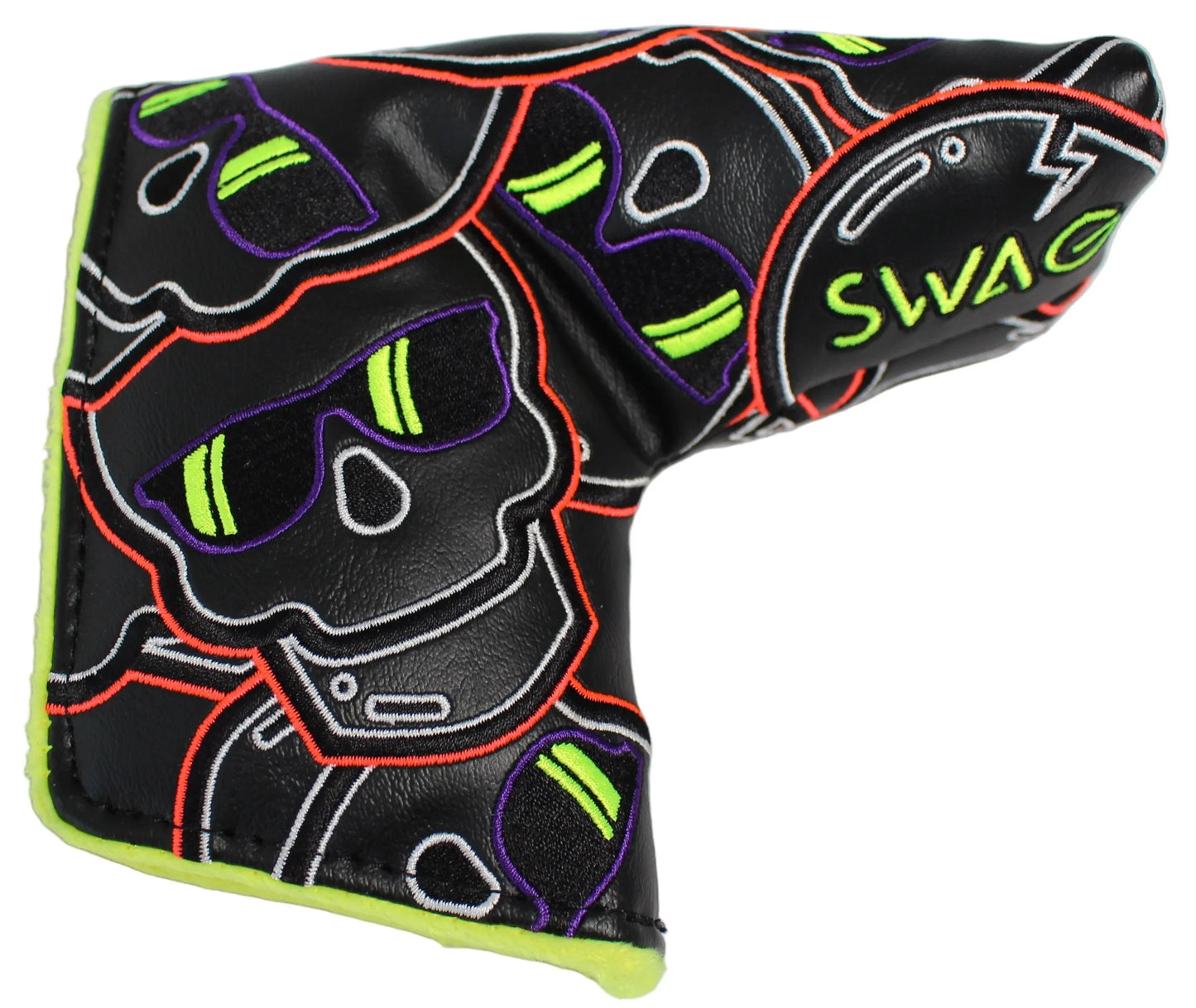 Swag Golf - Stacked Skull Golf Eclipse Black & Yellow Multicolor Blade Putter Headcover - GOLF LEAGUE