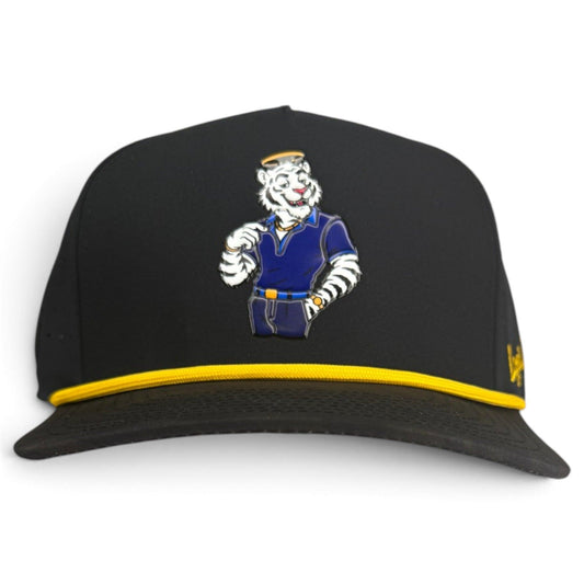 Saintly Tiger Golf Hat | Snapback Cap | Built-in Magnetic Ball Marker Holder + Marker Included | Adjustable White Tiger