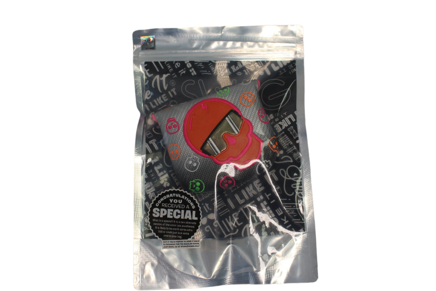 Swag Golf - Skull Neon Gold Glasses (SPECIAL EDITION) Silver/Orange/Pink Mallet Putter Cover - GOLF LEAGUE