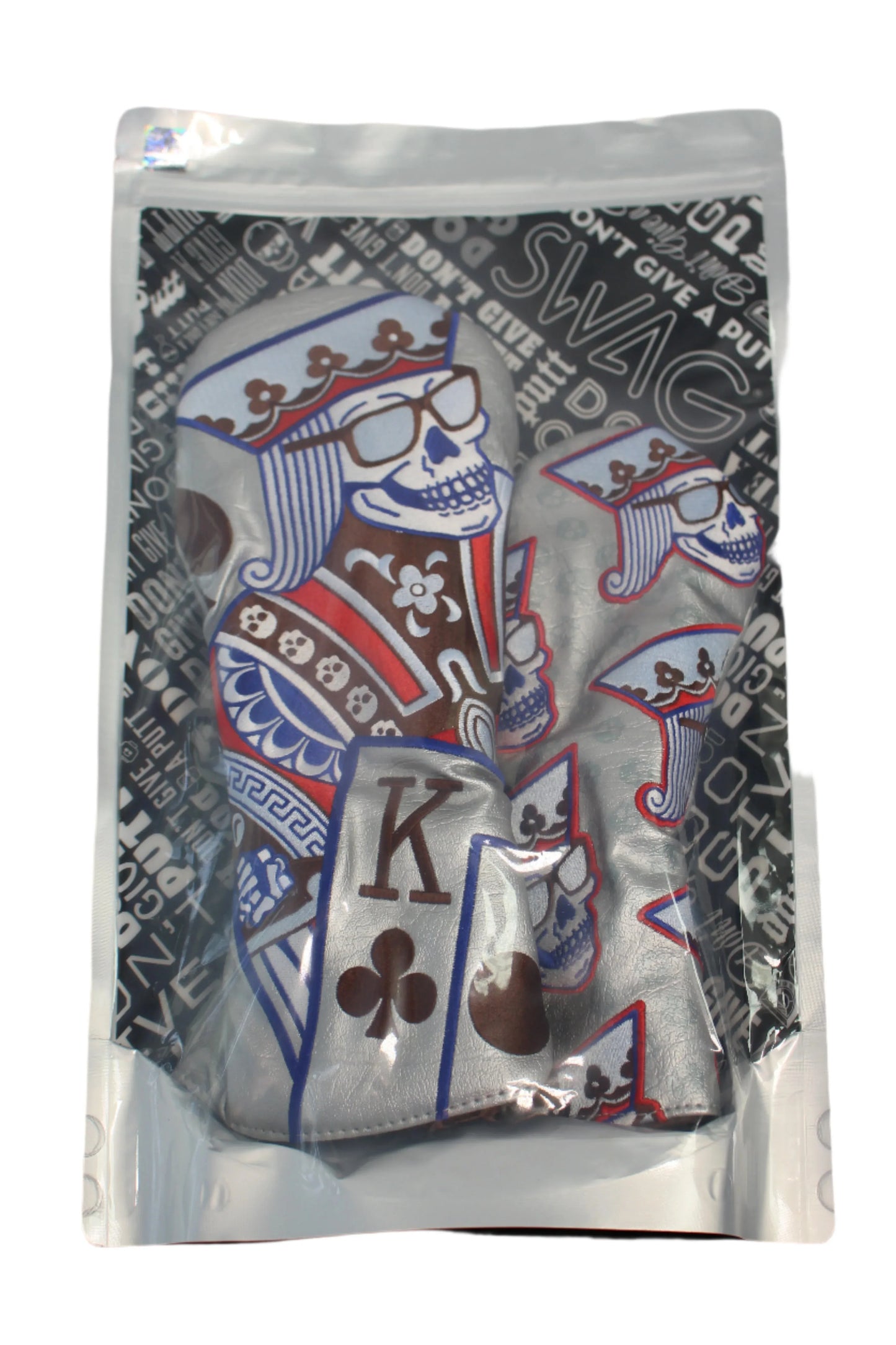 Swag Golf - Skeleton King of Candy Silver/Blue/Red Combo Wood Headcover Set - GOLF LEAGUE