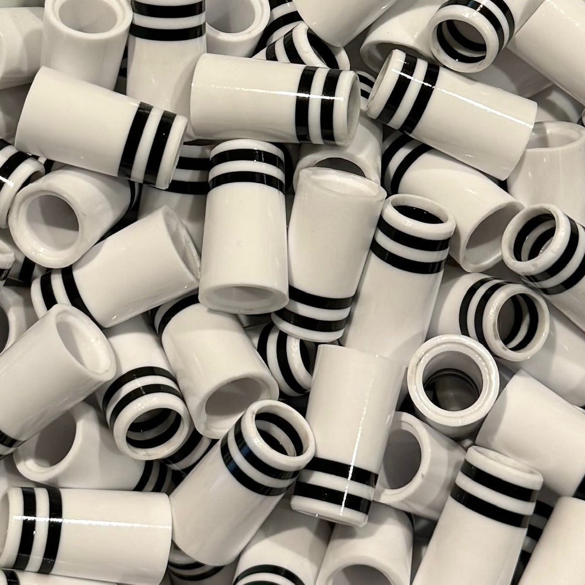 Premium Quality Iron Ferrules White w/ Double Black Rings 1”