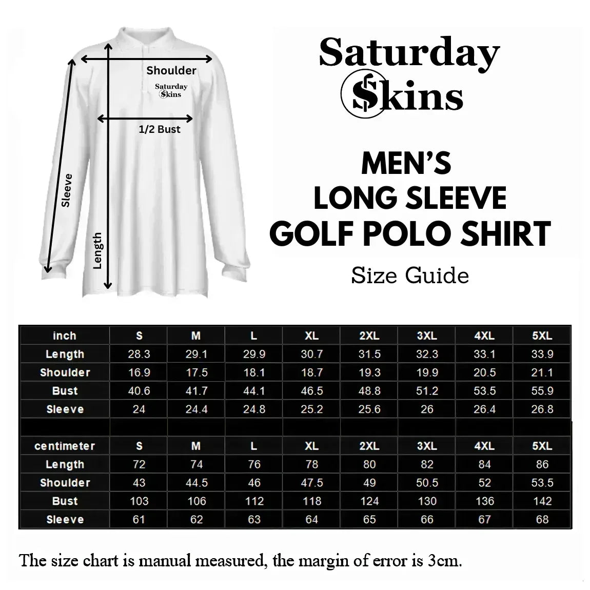 Men_s_Long_Sleeve_Golf_POLO_Shirt_Size_Guide - GOLF LEAGUE