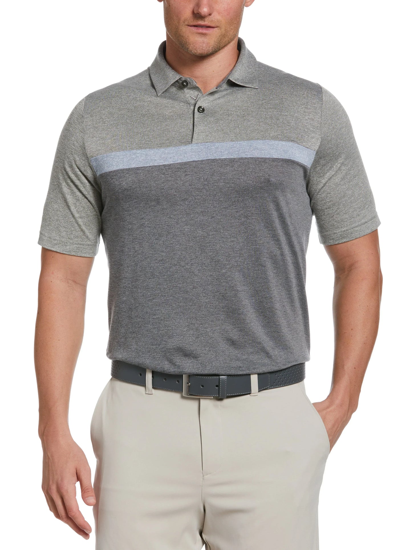 Mens Soft Touch Color Block Golf Polo - GOLF LEAGUE